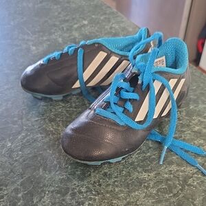 adidas Kids Black and Bright Blue Soccer Cleats